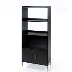 atmosphera Estantes Y Cómodas|Estilo Industrial>Estantería TEDY negro 2 puertas mdf e metal 170cm