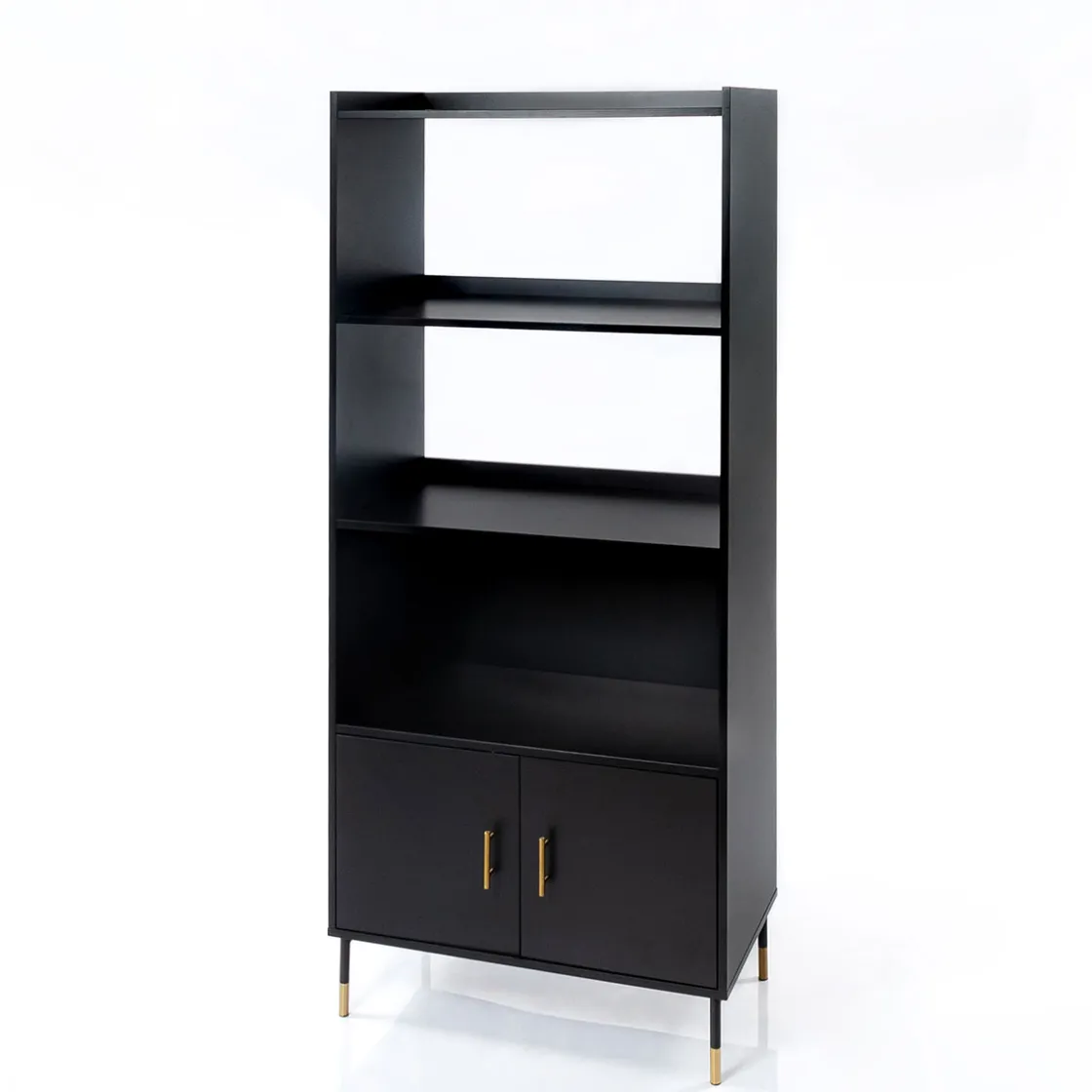 atmosphera Estantes Y Cómodas|Estilo Industrial>Estantería TEDY negro 2 puertas mdf e metal 170cm
