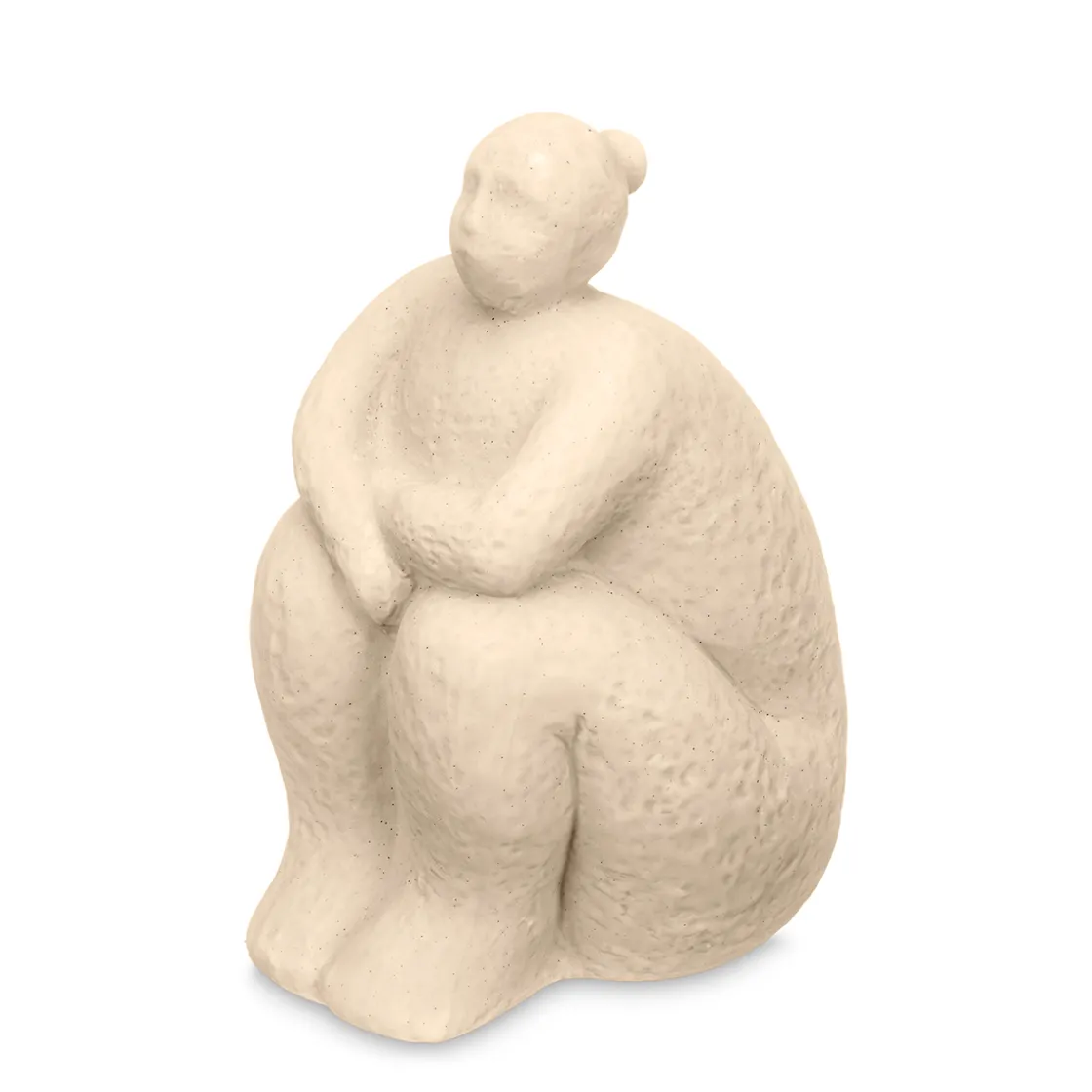 Accesorios>Estatua beige forma de mujer sentada de cerámica