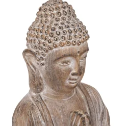 atmosphera Accesorios|Estilo Oriental>Estatua Buda Efecto Madera 30.5x24x45Cm
