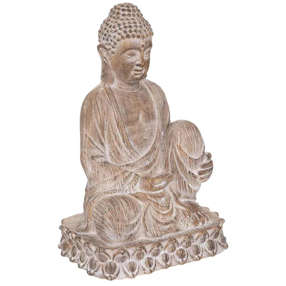 atmosphera Accesorios|Estilo Oriental>Estatua Buda Sentado Efecto Madera 67Cm