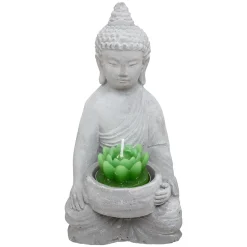 atmosphera Portavelas Y Candelabros|Estilo Oriental>Estatua De Buda Con Vela 8x8.5x15Cm