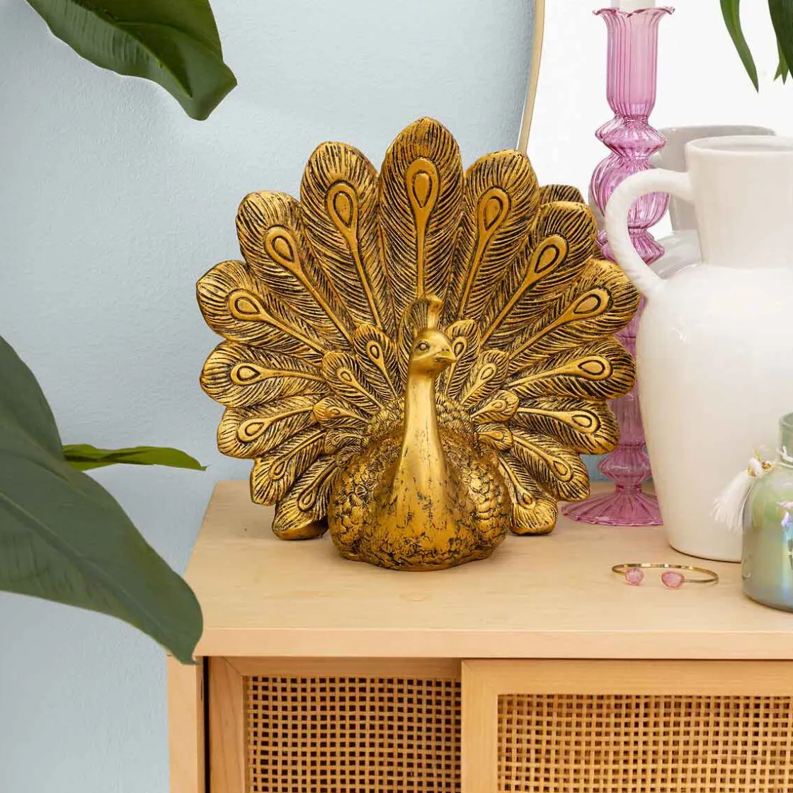 atmosphera Accesorios>Figura pavo real WILD ROMANCE dorada 27cm