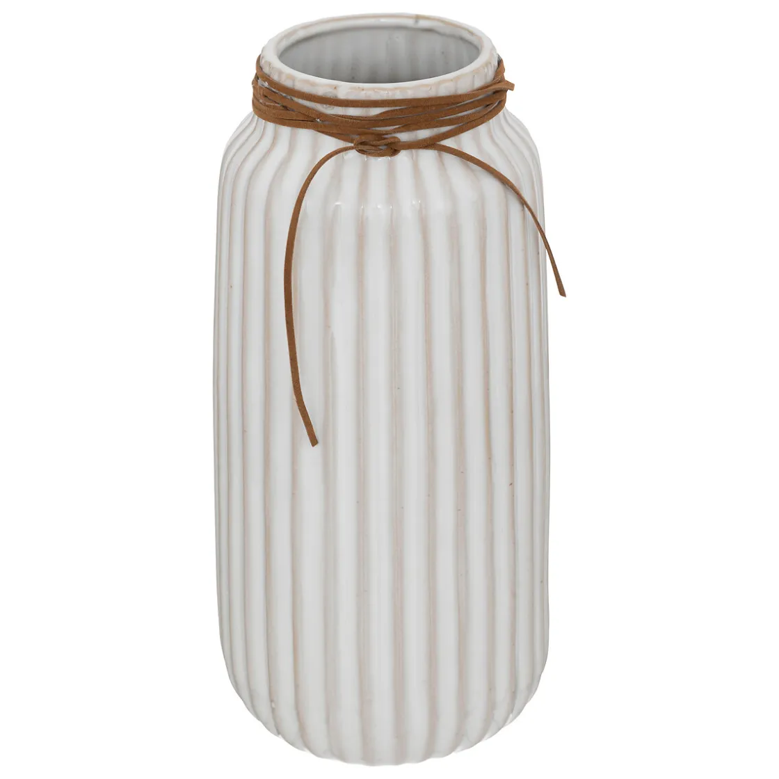 atmosphera Jarrones Y Vasos>Florero Cerámica Blanco 12.8x28Cm