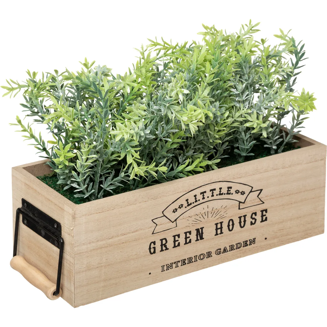 atmosphera Plantas Y Flores Artificiales|Estilo Industrial>Florero De Madera C/Plantas Artif.25.5Cm