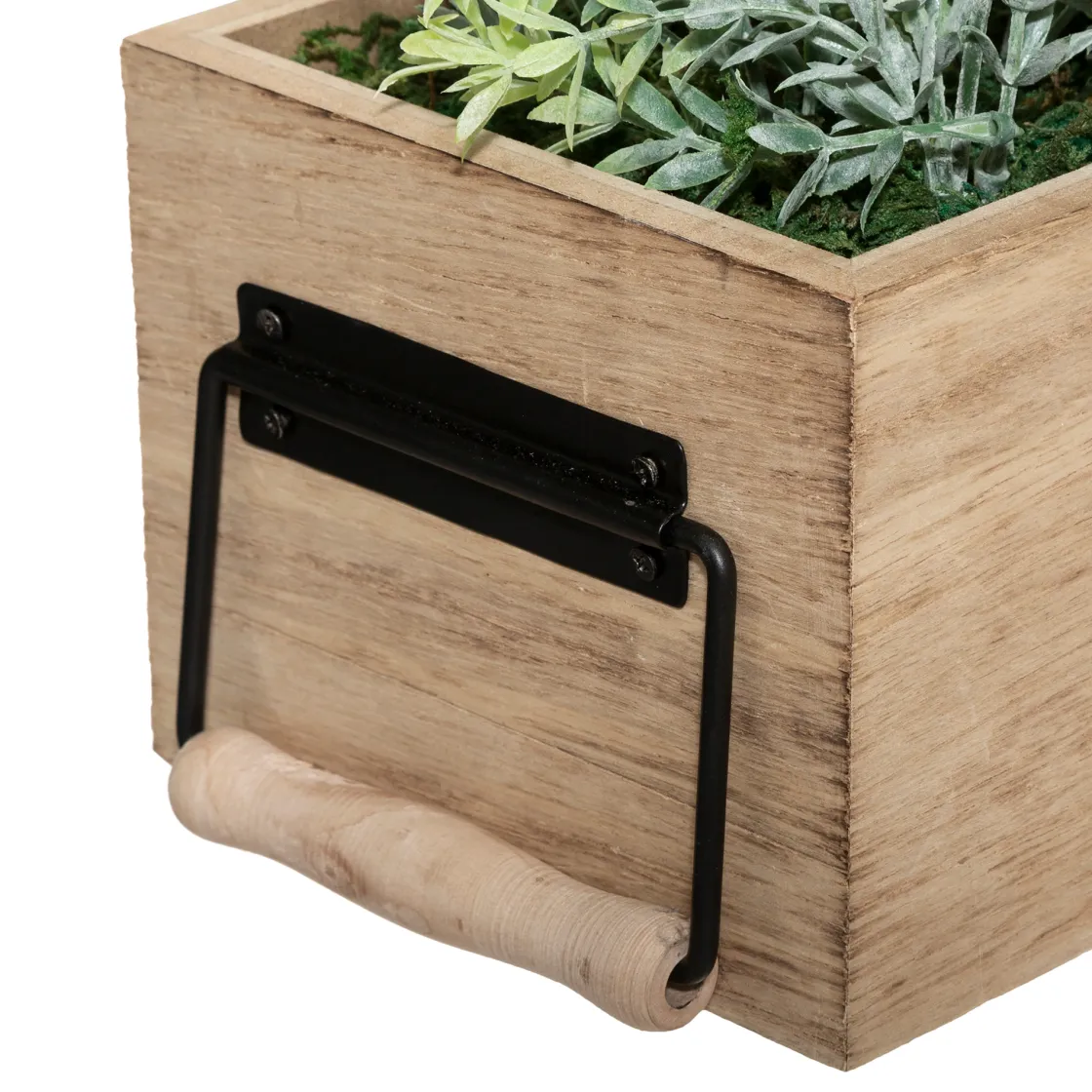atmosphera Plantas Y Flores Artificiales|Estilo Industrial>Florero De Madera C/Plantas Artif.25.5Cm