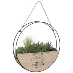 atmosphera Jarrones Y Vasos|Estilo Industrial>Florero Redondo Colgante De Madera 44Cm