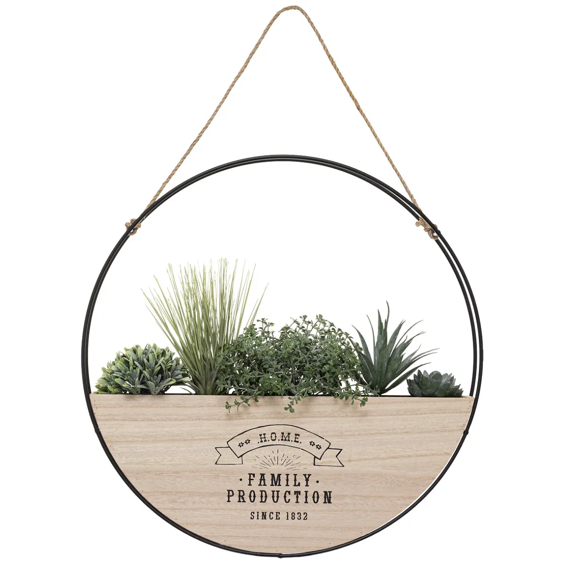 atmosphera Jarrones Y Vasos|Estilo Industrial>Florero Redondo Colgante De Madera 44Cm