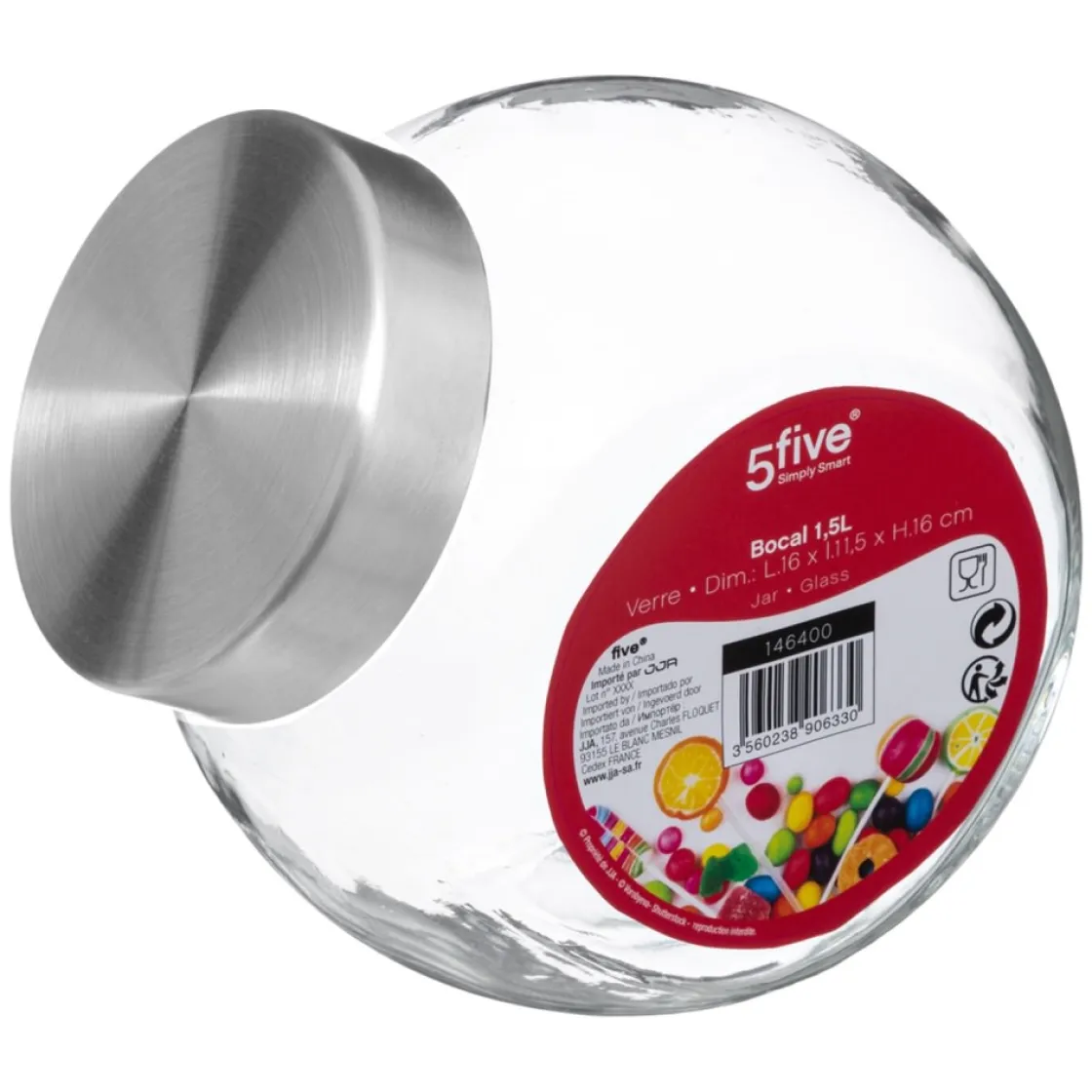 Cajas Y Frascos>Frasco De Vidrio C/Tapa Inox 1.5L