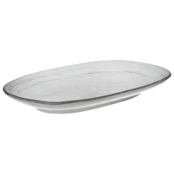 Cuencos, Fuentes Y Ensaladeras>Fuente ovalada FLOWER gris 21x37cm