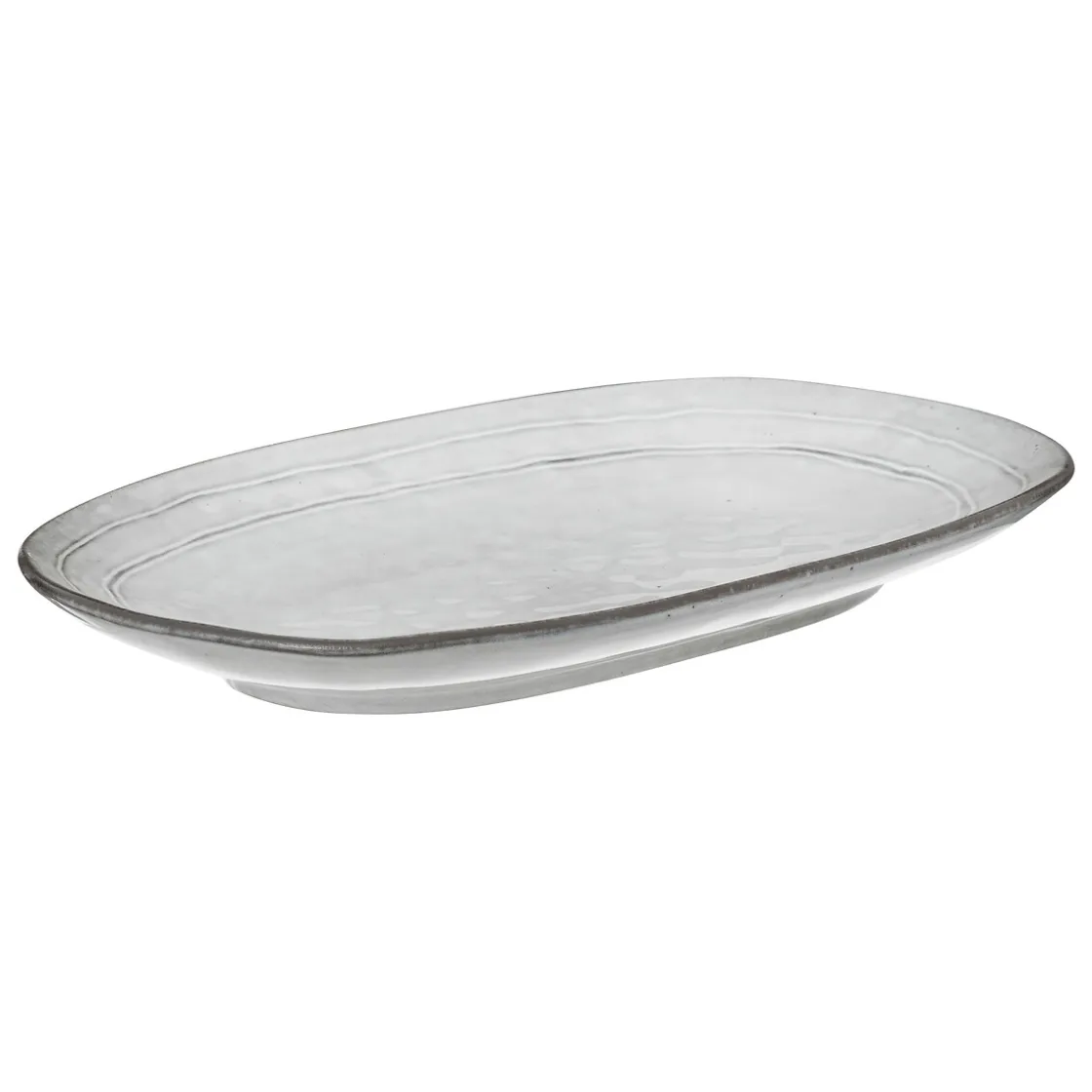 Cuencos, Fuentes Y Ensaladeras>Fuente ovalada FLOWER gris 21x37cm