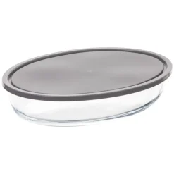 Bandejas Y Platos Para Horno>Fuente ovalada para horno de vidrio con tapa
