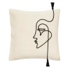atmosphera Cojines Y Fundas Decorativas>Funda De Cojín Visage Marfil Y Negro 40x40cm