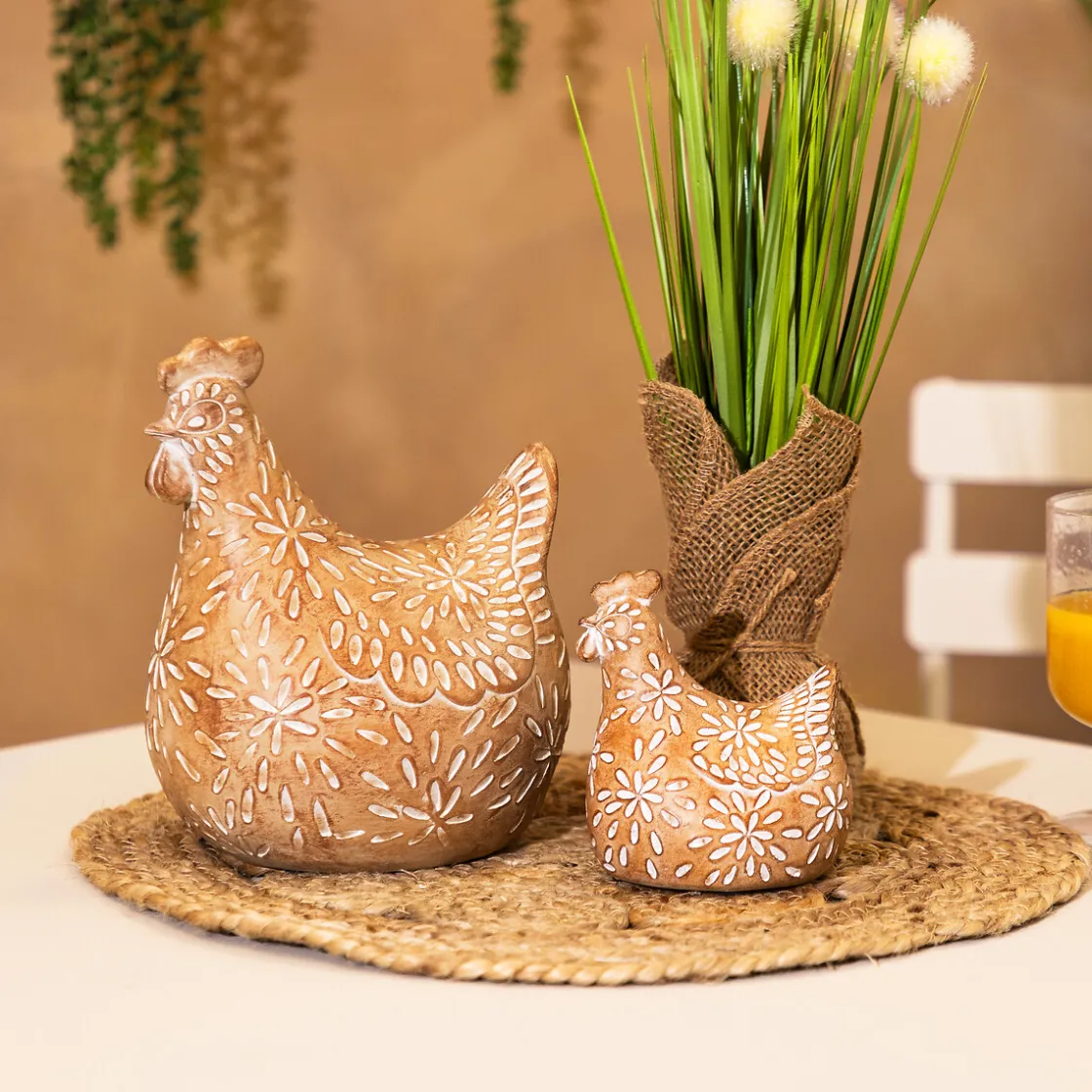 atmosphera Accesorios>Gallina decorativa LINDA beige 10.5cm