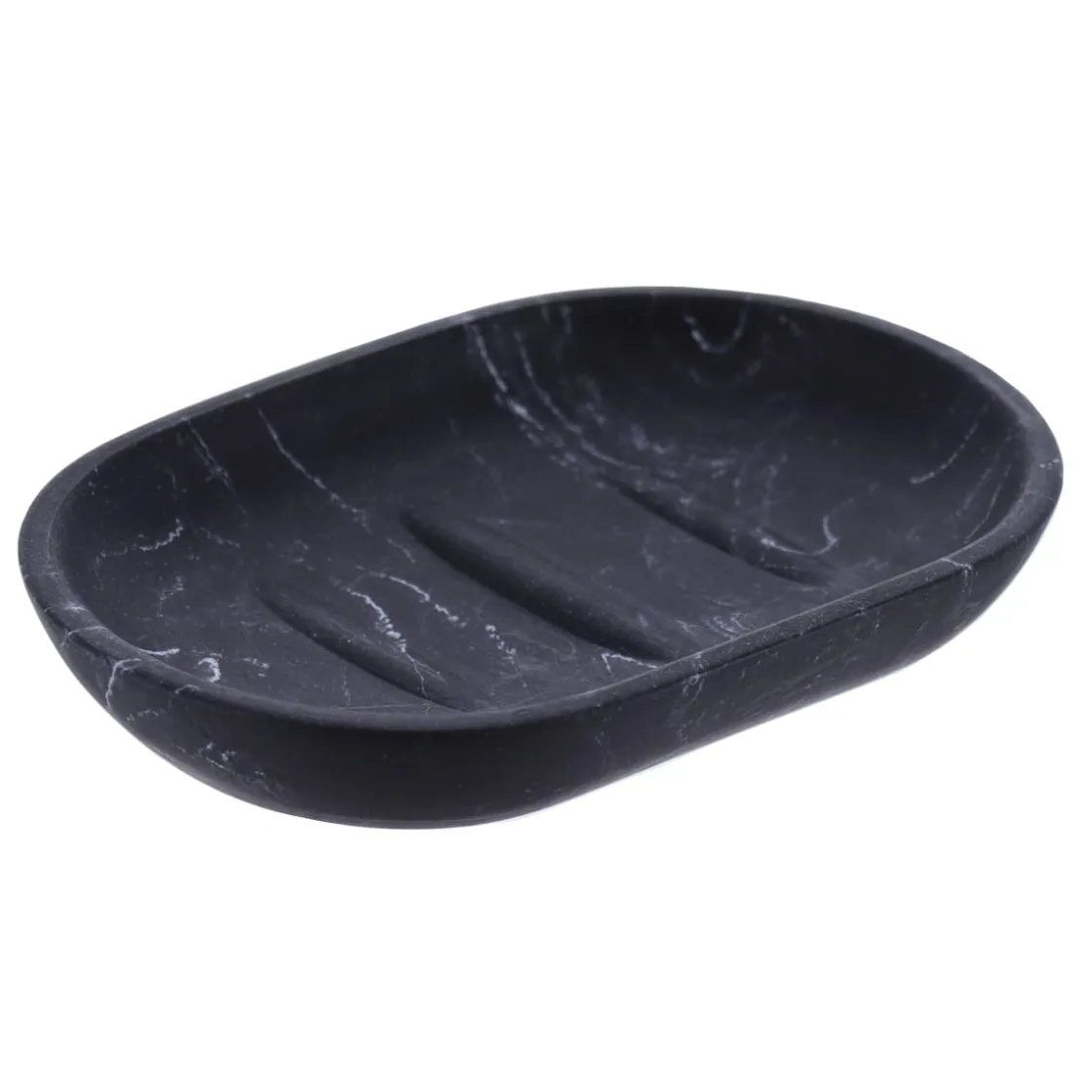 Accesorios De Lavabo>Jabonera Baño Negra Efecto Mármol