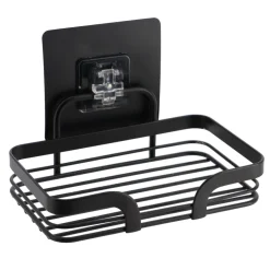 Accesorios De Baño>Jabonera Negra De Metal Con Adhesivo