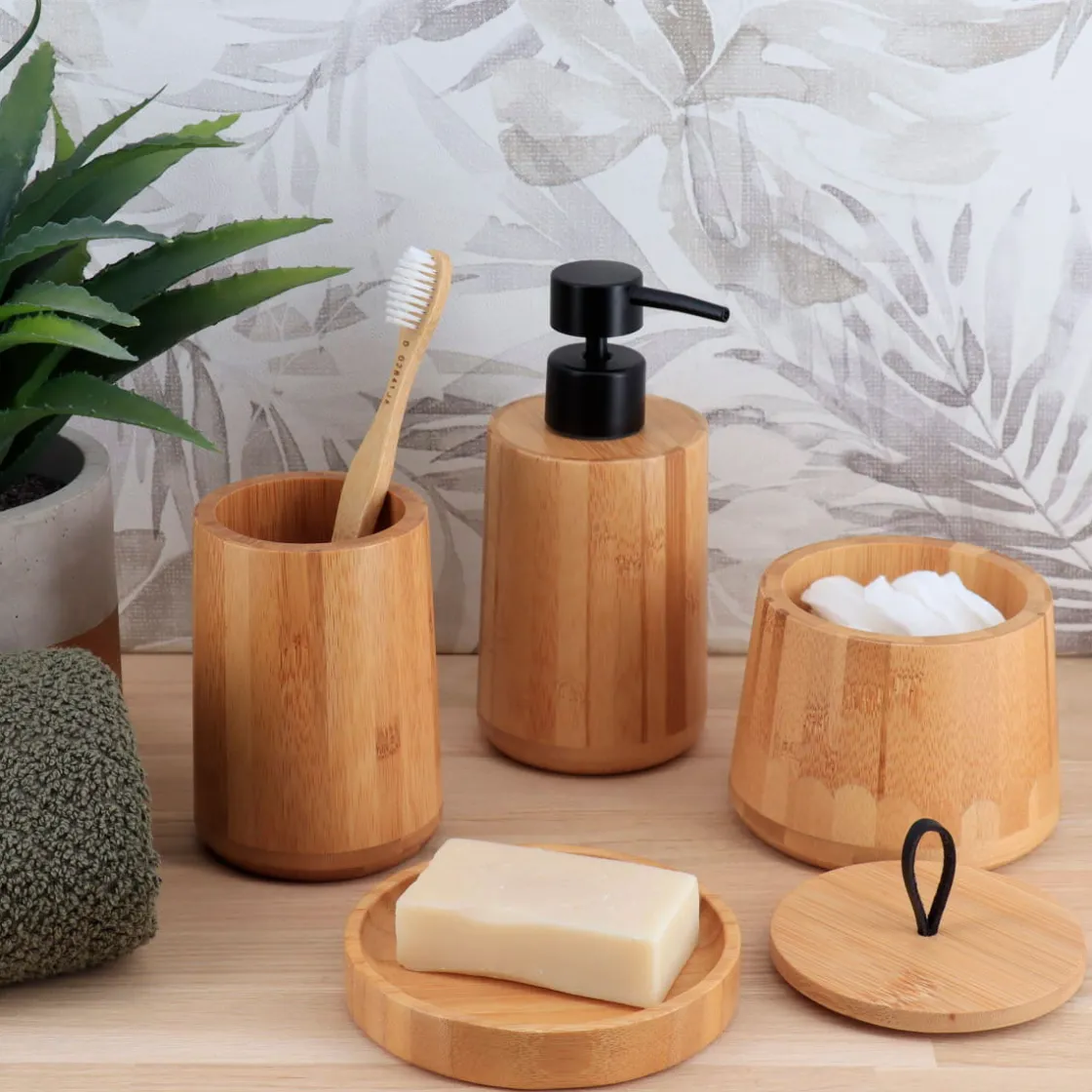 Accesorios De Lavabo>Jabonera Redonda de Bambú