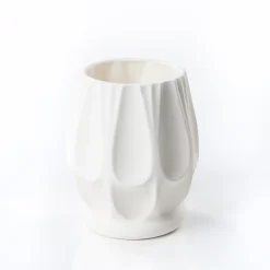 Jarrones Y Vasos>Jarrón blanco de cerámica 21.5cm