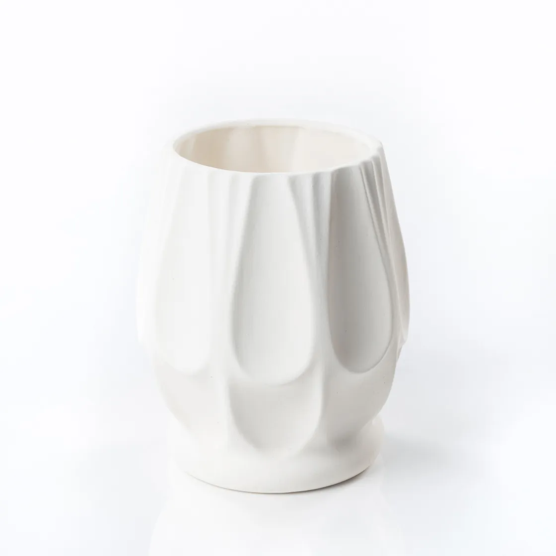 Jarrones Y Vasos>Jarrón blanco de cerámica 21.5cm
