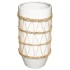 atmosphera Jarrones Y Vasos>Jarrón Blanco De Cerámica Decoración Ratán