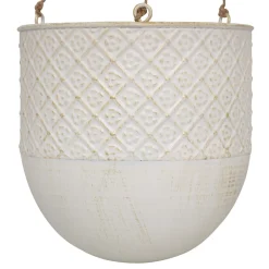 atmosphera Jarrones Y Vasos>Jarrón colgante TINO de metal blanco 36cm