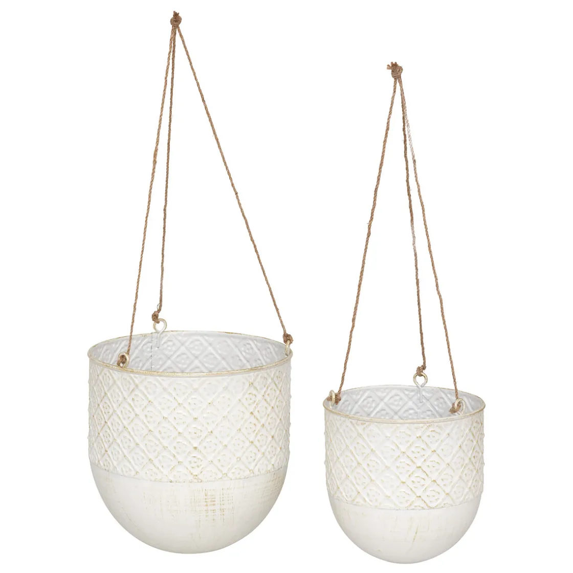 atmosphera Jarrones Y Vasos>Jarrón colgante TINO de metal blanco 36cm