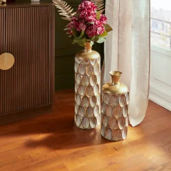 atmosphera Jarrones Y Vasos>Jarrón con textura BELLI dorado 60cm