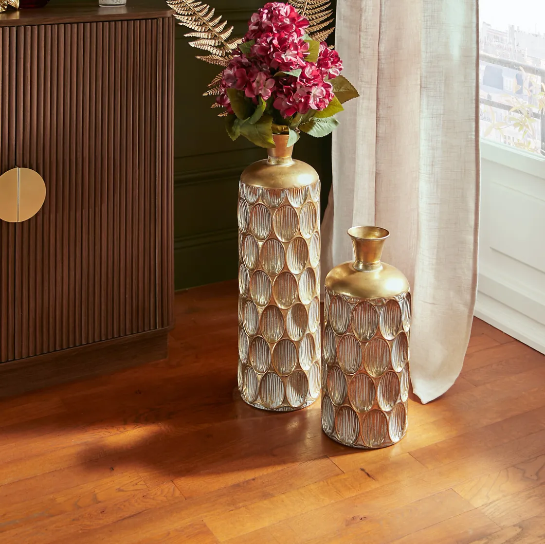 atmosphera Jarrones Y Vasos>Jarrón con textura BELLI dorado 60cm