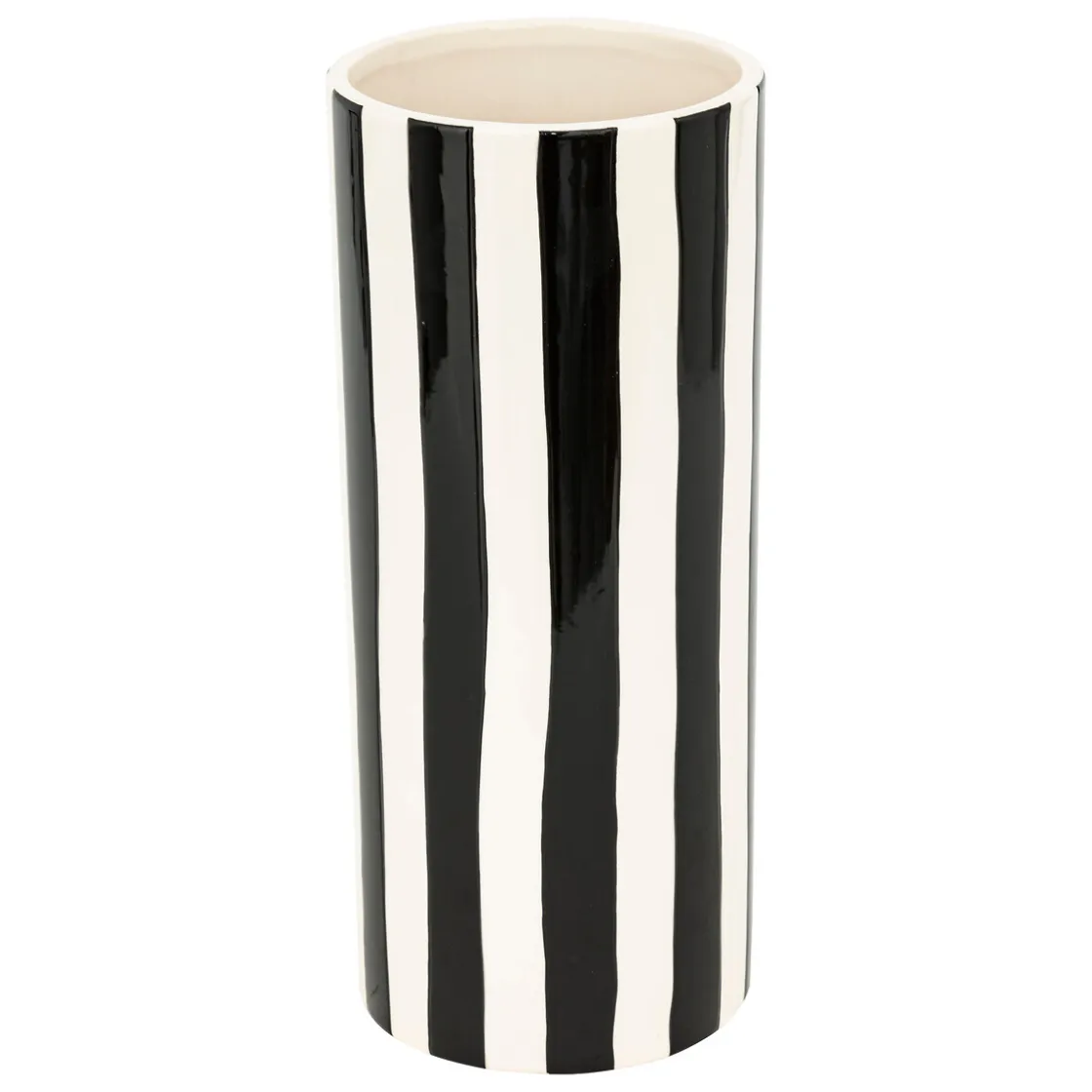 atmosphera Jarrones Y Vasos|Estilo Contemporaneo>Jarrón De Cerámica A Rayas Edric 30cm