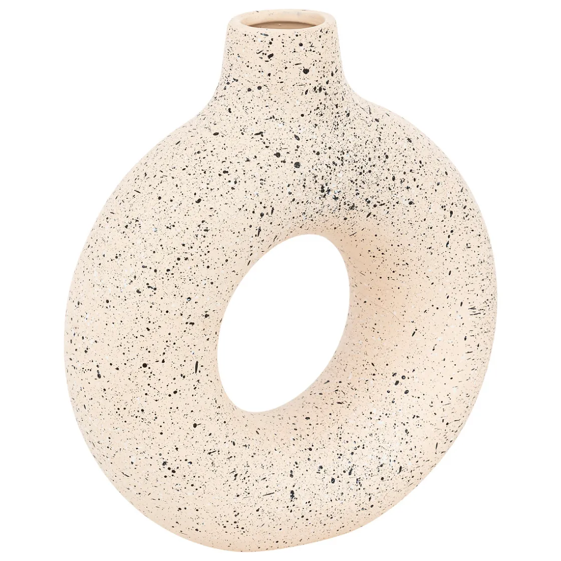 atmosphera Jarrones Y Vasos|Estilo Étnico>Jarrón De Cerámica Blanca Con Lunares Negros 30cm