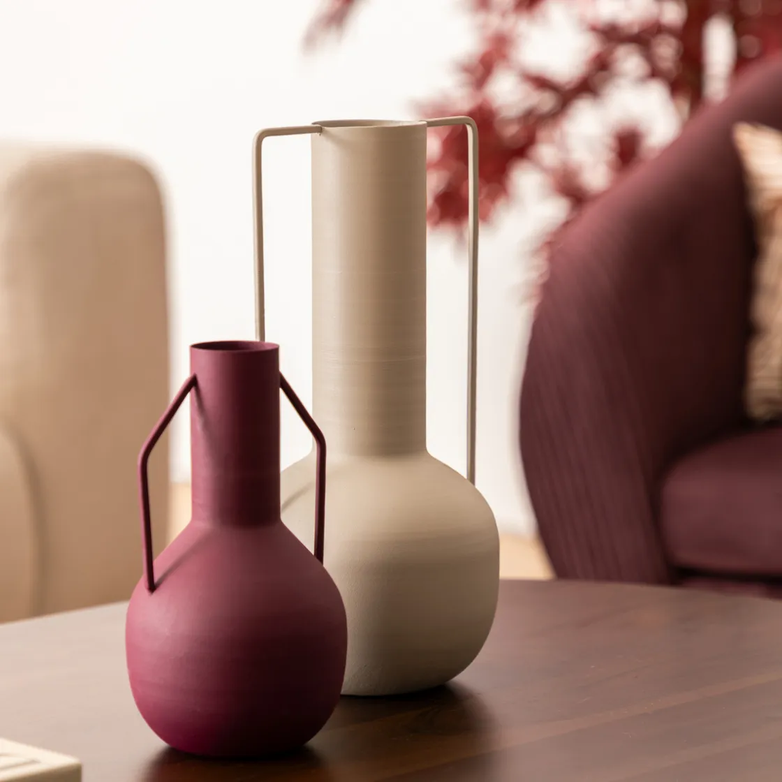 atmosphera Jarrones Y Vasos|Estilo Oriental>Jarrón De Metal Beige Sylvain