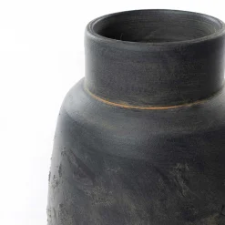 Jarrones Y Vasos|Estilo Étnico>Jarrón negro areia de cerámica 30cm