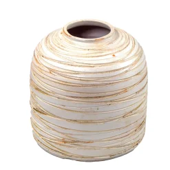 Jarrones Y Vasos>Jarrón Rayas Beige 24Cm