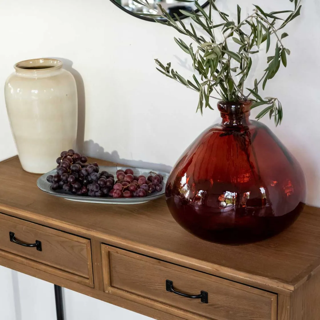 atmosphera Jarrones Y Vasos|Estilo Oriental>Jarrón ULY ámbar de vidrio reciclado 33cm