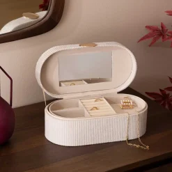 atmosphera Accesorios|Estilo Contemporaneo>Joyero Enya De Terciopelo Beige