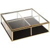 atmosphera Accesorios|Estilo Contemporaneo>Joyero Metal Dorado Y Vidrio 20x20x6Cm