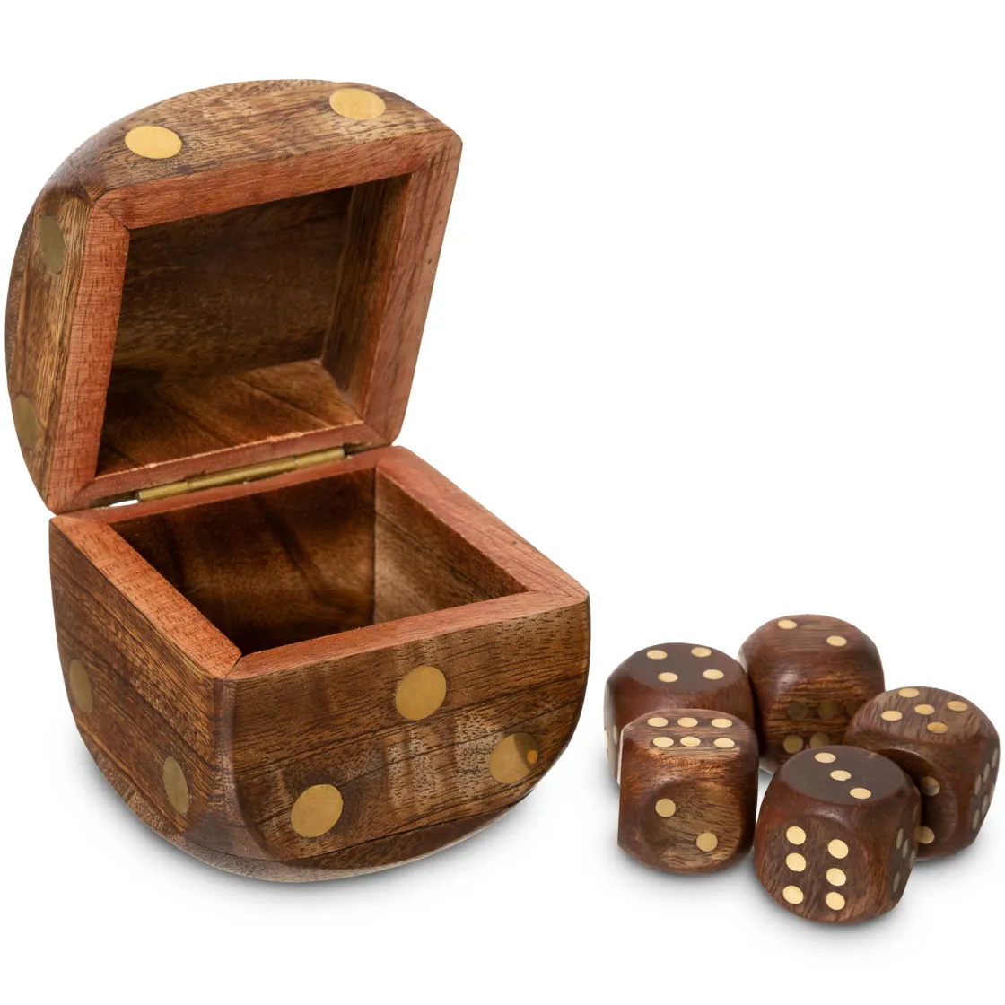 atmosphera Accesorios|Estilo Contemporaneo>Juego 5 Dados De Madera C/Caja 2.3Cm
