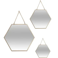 atmosphera Espejos>Juego 3 Espejos Hexagonales 20/25/30Cm