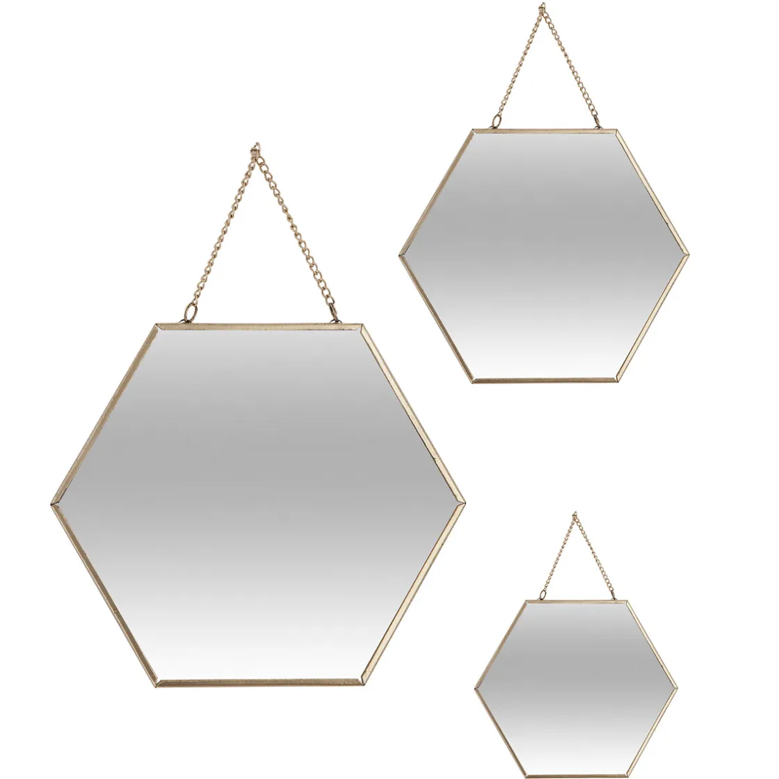 atmosphera Espejos>Juego 3 Espejos Hexagonales 20/25/30Cm