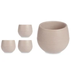 Complementos>Juego 3 Macetas Gris Pardo Depósito Agua