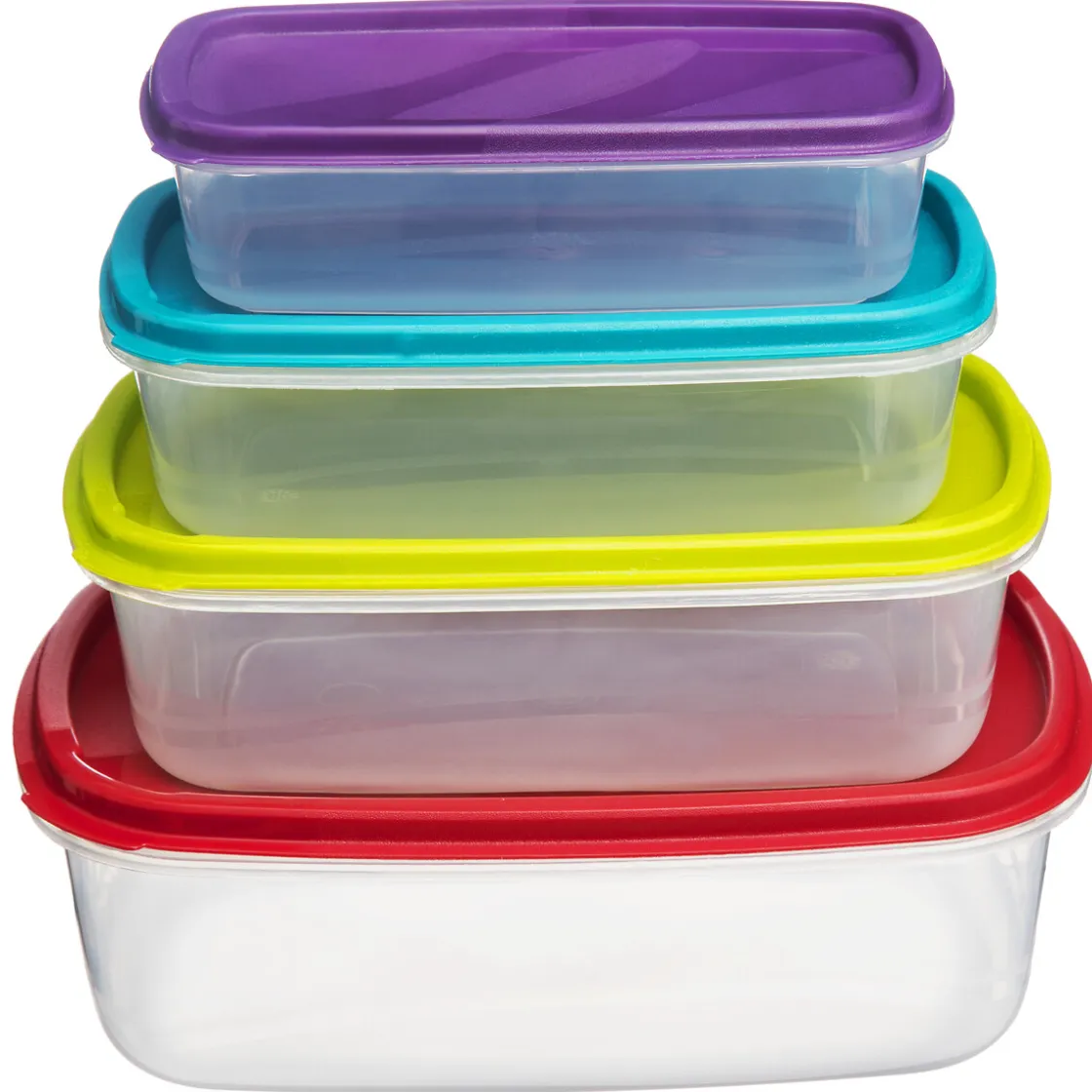 5five Tapas Y Cubiertas>Juego 4 Recipientes Rect. C/Tapa Colores