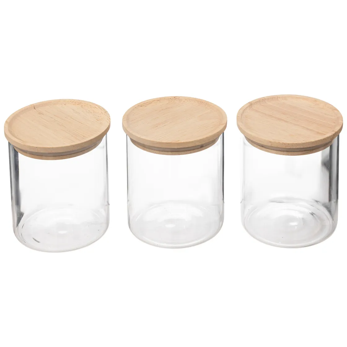 5five Cajas Y Frascos>Juego 3 tarros herméticos con tapa de madera