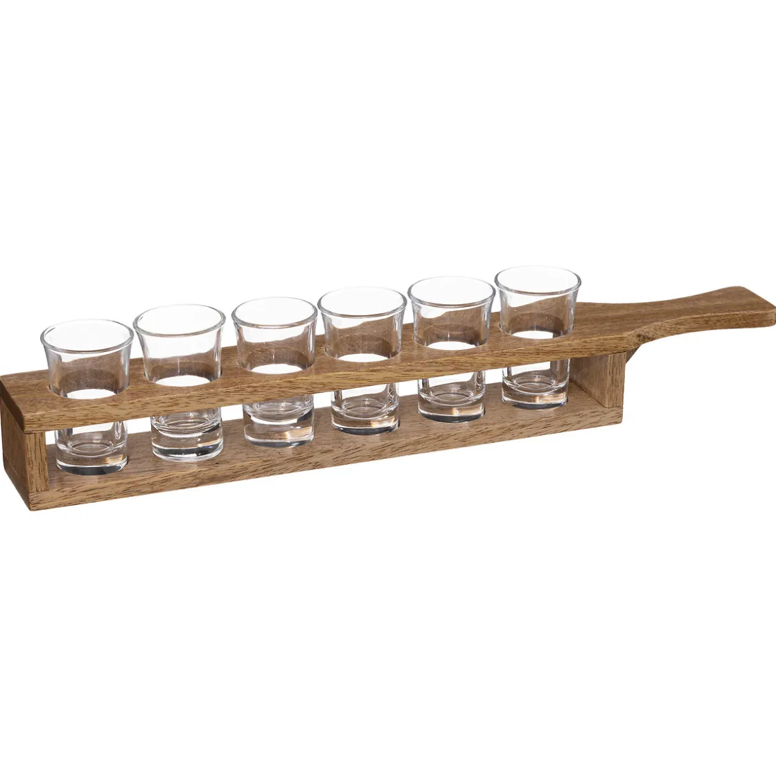 Accesorios De Bar>Juego 6 Vasos De Vidrio Con Soporte De Madera
