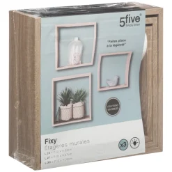 5five Armarios, Estantes Y Estanterías.>Juego De 3 Estantes Cubo Mdf Roble