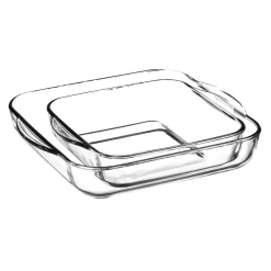 Bandejas Y Platos Para Horno>Juego de 2 fuentes cuadradas BORCAM de vidrio