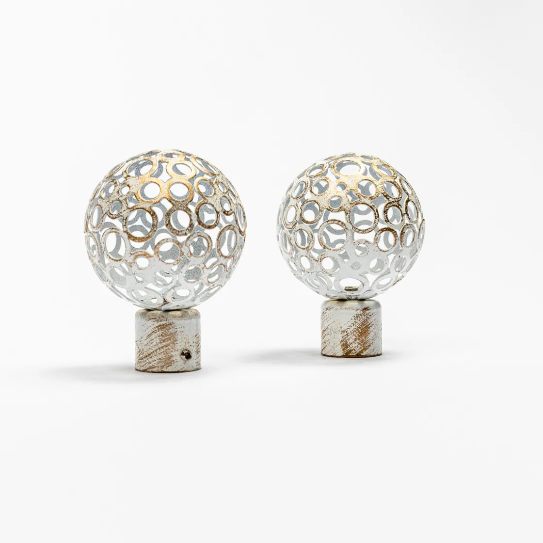 atmosphera Varillas Y Accesorios>Juego De 2 Remates Boule D20 Blanco/Oro