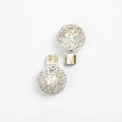 atmosphera Varillas Y Accesorios>Juego De 2 Remates Boule D20 Blanco/Oro