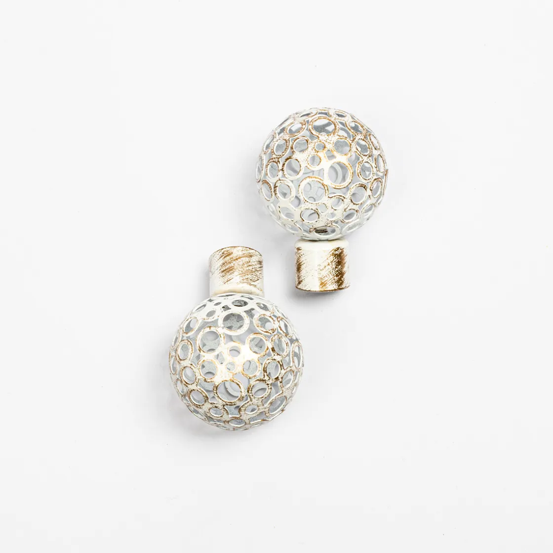 atmosphera Varillas Y Accesorios>Juego De 2 Remates Boule D20 Blanco/Oro