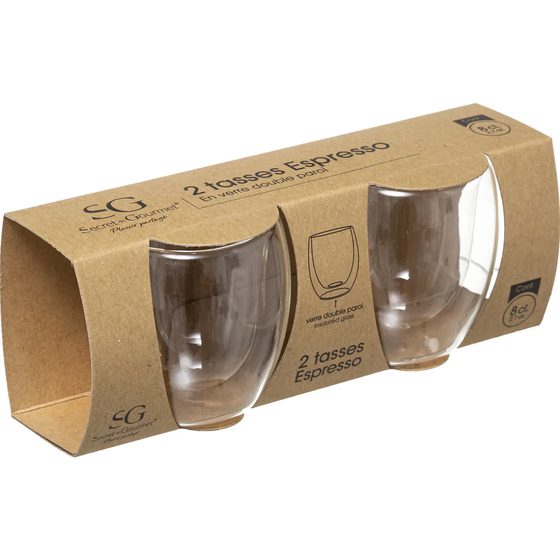 secret d'gourmet Tazas Y Tazones>Juego de 2 vasos para café con doble pared 8cl