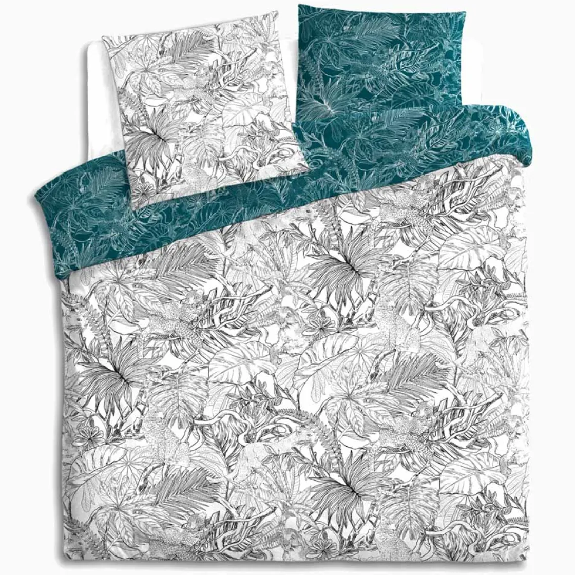 atmosphera Sábanas Y Protectores>Juego funda nórdica y 2 fundas de almohada JUNGLE